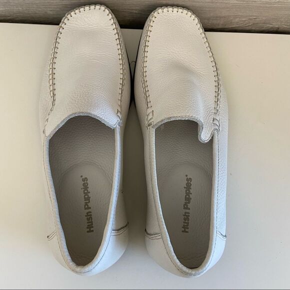 NEW Original White Hush Puppies Roadster Loafers Leather Mens 7.5M - Picture 3 of 4